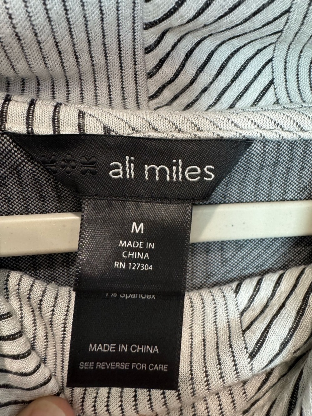 Ali Miles Roll Neck Jumper 3/4 Sleeve Black & White Striped Women’s Size M - Picture 3 of 11
